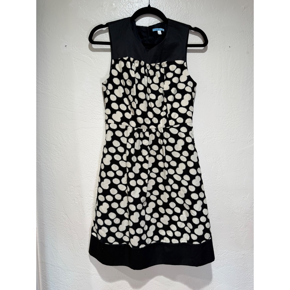 Leifnotes Anthropologie Black White Polka Dot‎ Corduroy Sleeveless Mini Dress 4